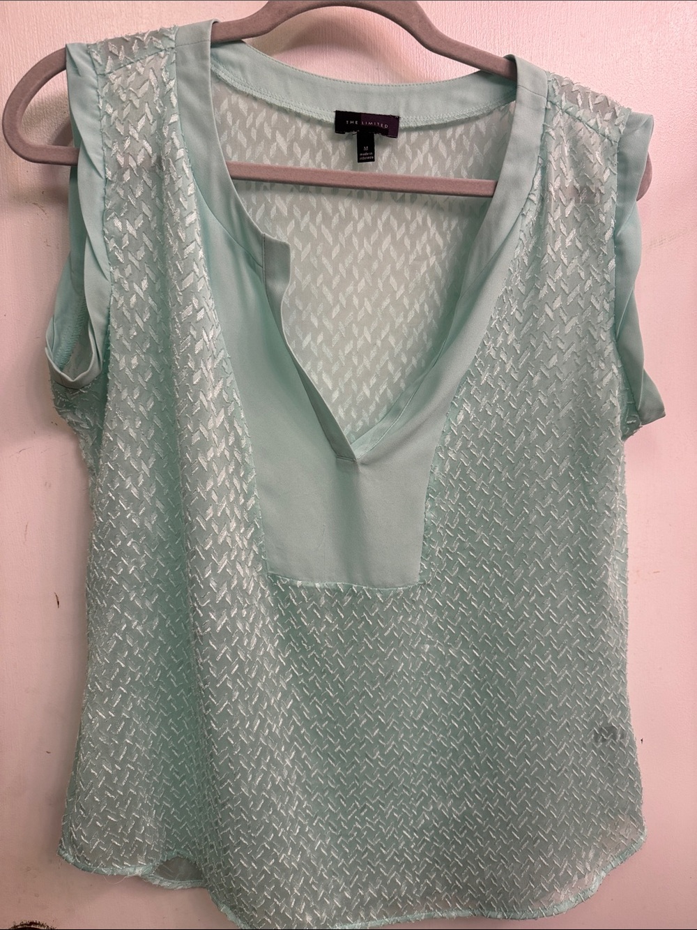 The Limited Mint Green V-Neck Sleeveless Textured Camisole